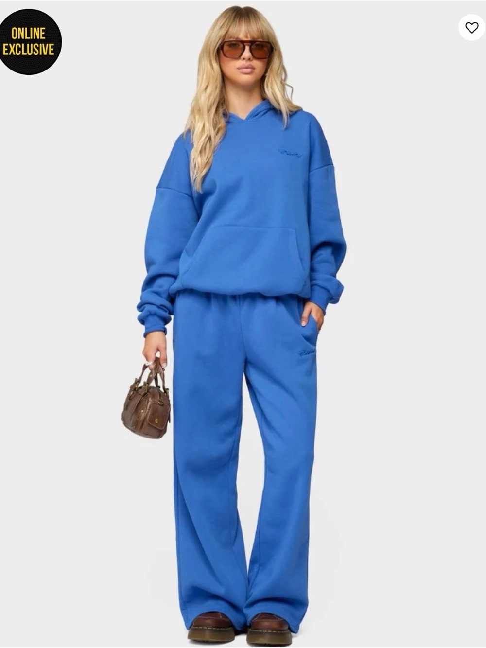 Edikted Wide-Leg Sweatpants in Bright Blue